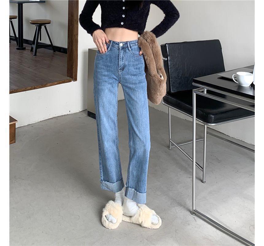 High Waist Straight Leg Jeans Product Image