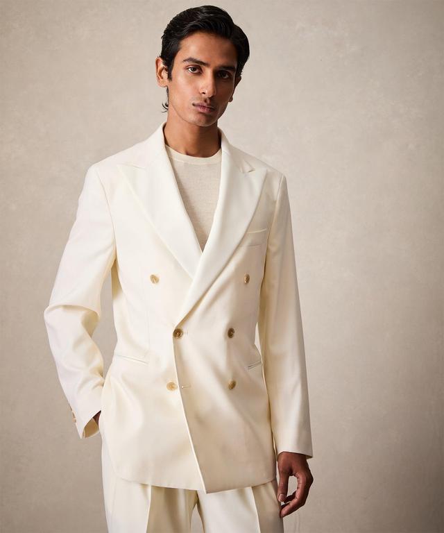 Italian Double-Breasted Tuxedo Jacket in Ivory Product Image