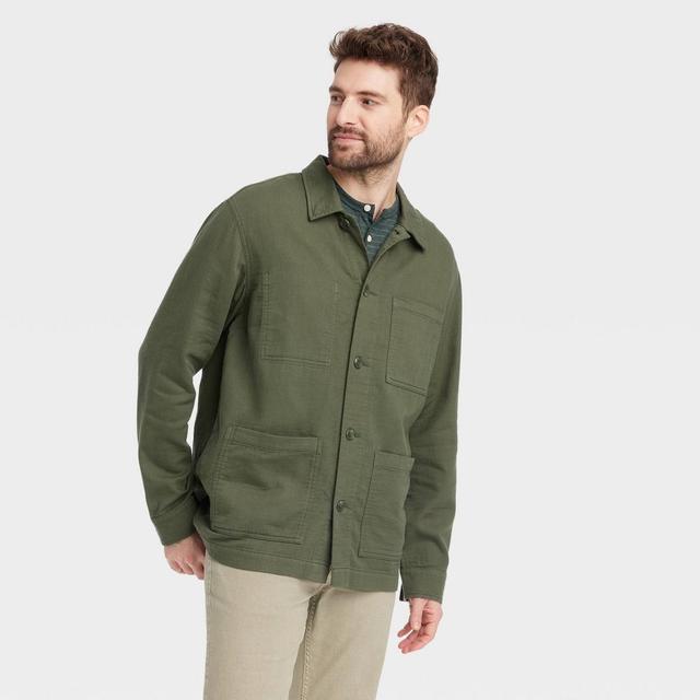 Mens Big & Tall Tailored Work Shirt Jacket - Goodfellow & Co Olive MT Product Image