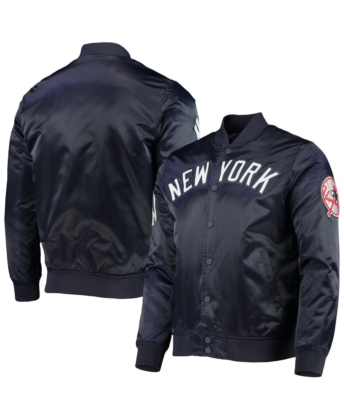 Mens Pro Standard Navy New York Yankees Wordmark Satin Full-Snap Jacket Product Image