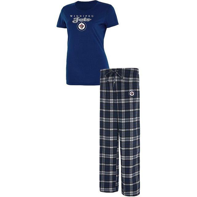 Womens Concepts Sport Navy/Gray Winnipeg Jets Lodge T-Shirt & Pants Sleep Set Jts Blue Product Image