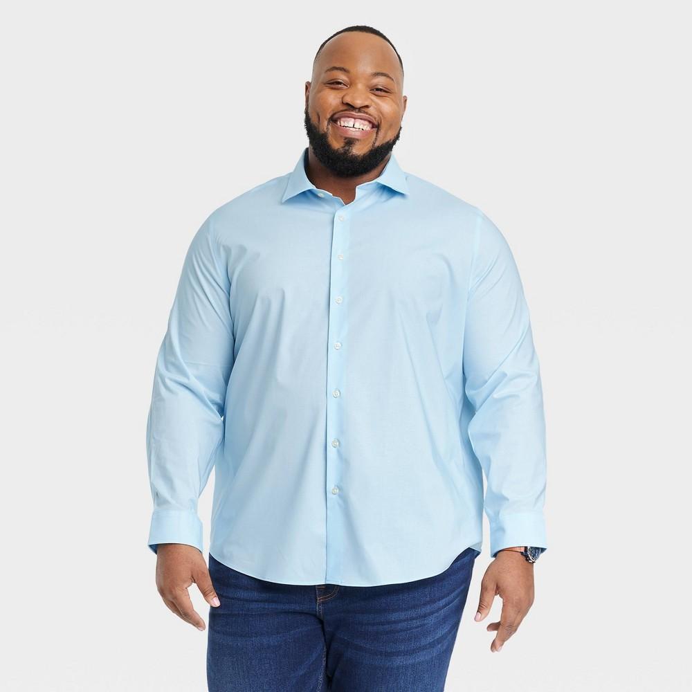 Mens Big & Tall Performance Long Sleeve Button-Down Dress Shirt - Goodfellow & Co Blue 5XL Product Image