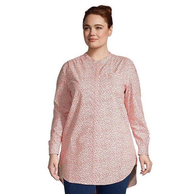 Plus Size Lands End A-Line Tunic Button-Down Shirt, Womens White Product Image