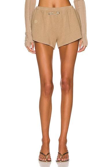 SAMI MIRO VINTAGE Mini Safety Pin Sweatshorts in Tan Product Image