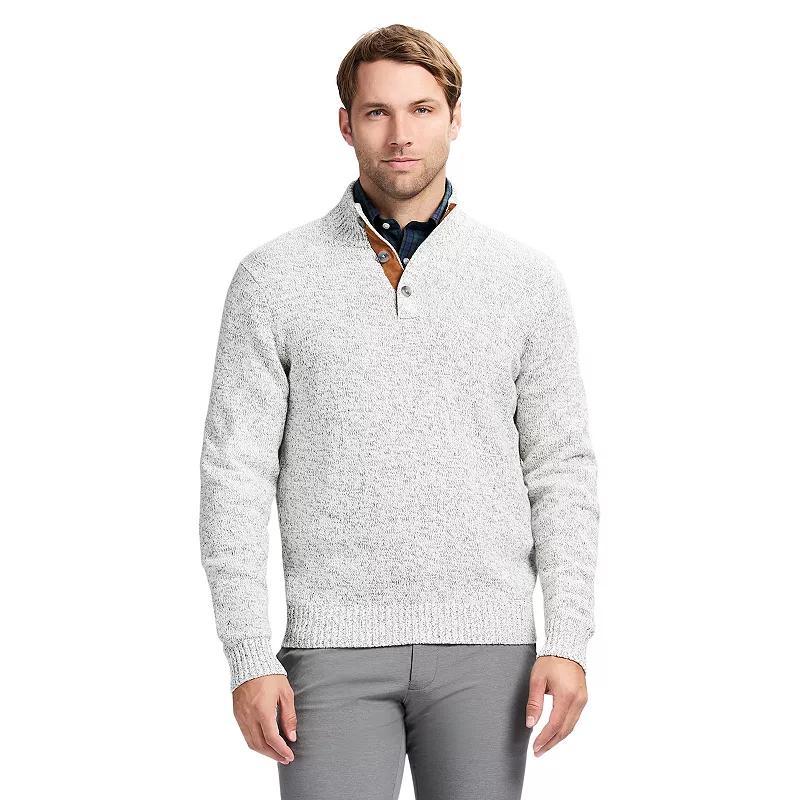 Mens IZOD Holiday Button Mockneck Sweater Blue Product Image