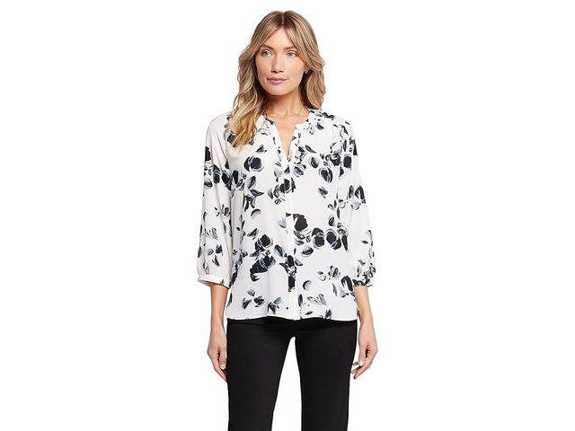 Nydj Three Quarter Sleeve Printed Pintucked Back Blouse Product Image