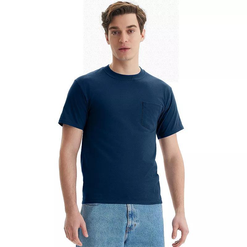 Mens Hanes Beefy-T 2-Pack Pocket T-Shirt Grey Heather Product Image