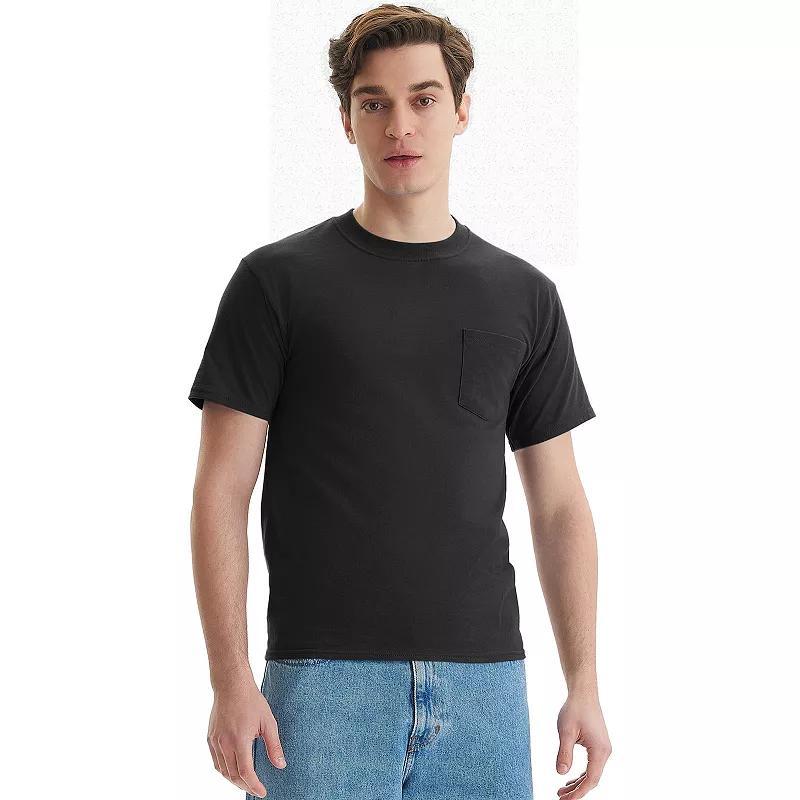 Mens Hanes Beefy-T 2-Pack Pocket T-Shirt Grey Heather Product Image