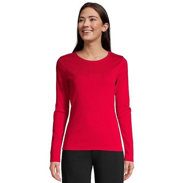 Womens Lands End Cotton Crewneck Long-Sleeve Tee Product Image