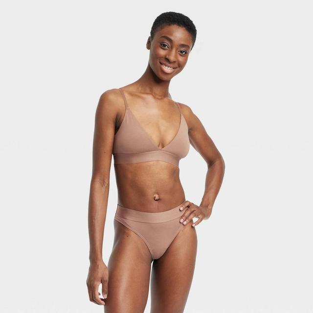 Womens Cotton Stretch Thong with Elastic Waist - Auden Brown XL Product Image