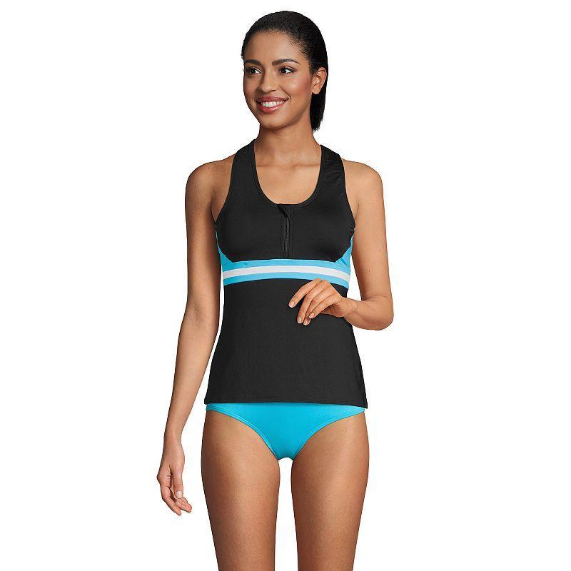 Womens Lands End Zip-Front Tankini Swim Top Product Image