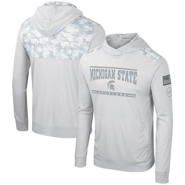 Mens Colosseum Gray Michigan State Spartans OHT Military Appreciation Long Sleeve Hoodie T-Shirt Product Image