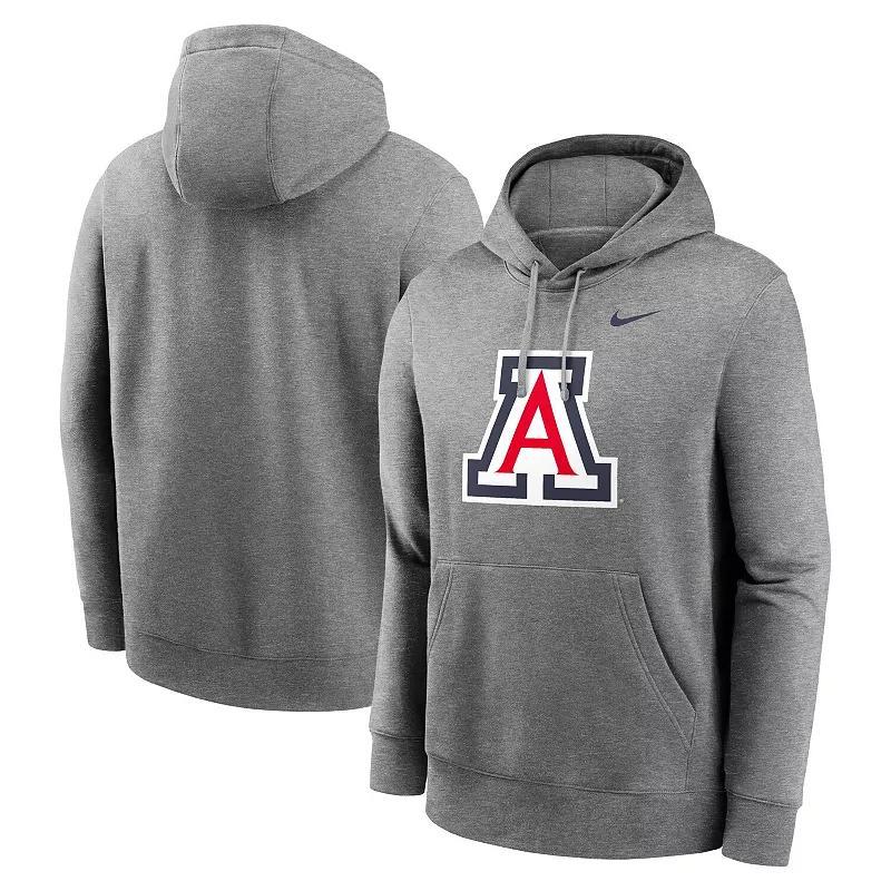 Mens Nike Heather Gray Arizona Wildcats Primetime Evergreen Club Fleece Pullover Hoodie Product Image