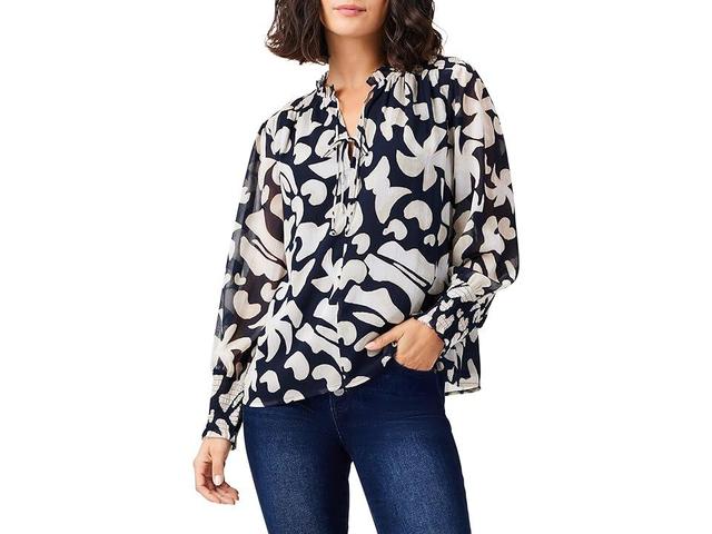 NIC+ZOE Ink Stamp Top (Indigo Multi) Women's Clothing Product Image