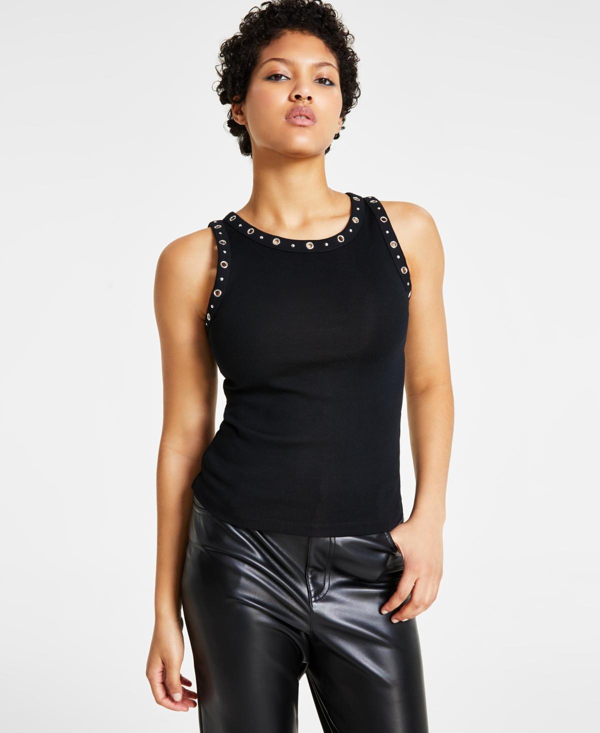 Bar Iii Womens Ribbed Grommet-Trim Tank Top, Created for Macys Product Image