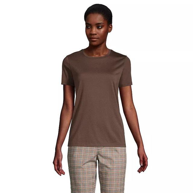 Womens Lands End Relaxed-Fit Supima Cotton Crewneck Tee Rich Brown Product Image