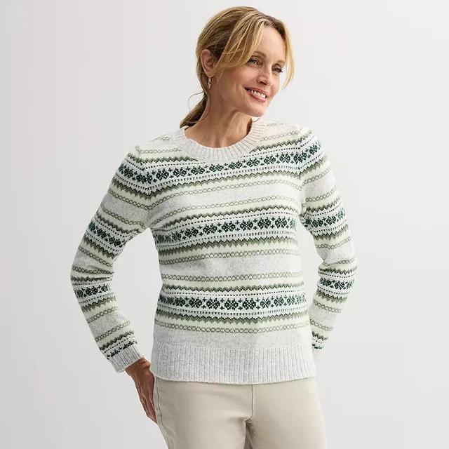 Womens Croft & Barrow Cozy Pullover Sweater Ivory Fairisle Product Image