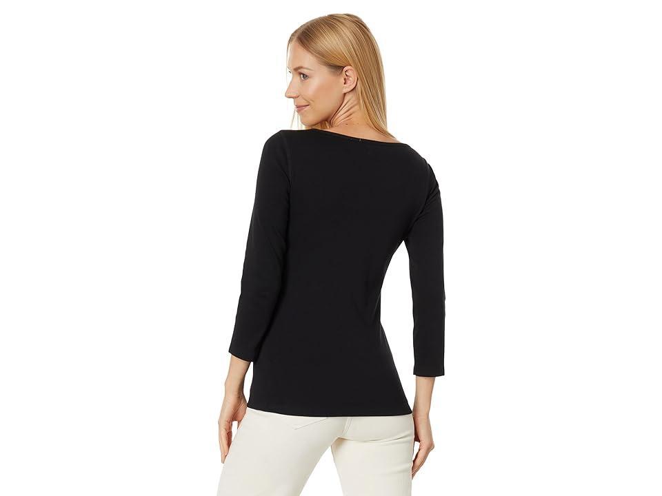 Lilla P 1x1 Rib 3/4 Sleeve Boatneck Top Women's Clothing Product Image