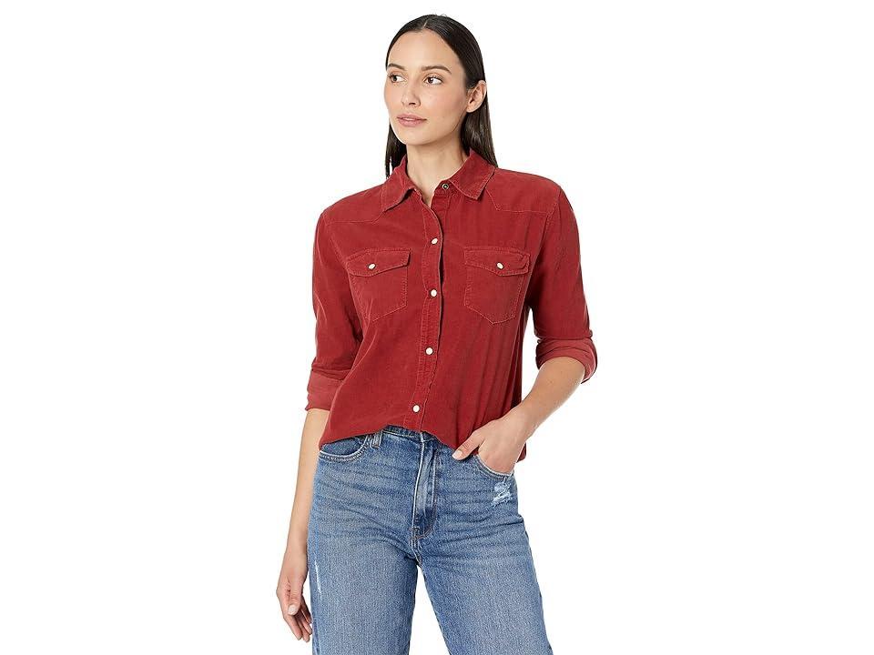 Elliott Lauren Corduroy Snap Front Shirt with Western Details (Clay) Women's Clothing Product Image