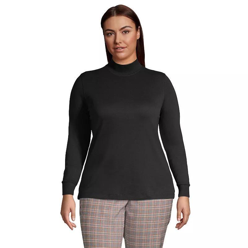 Plus Size Lands End Relaxed Mockneck Top, Womens Rich Brown product image