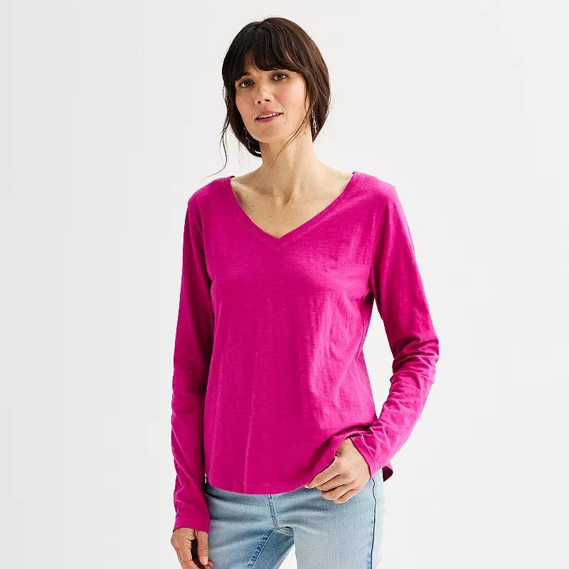 Womens Sonoma Goods For Life Everyday Long Sleeve V-Neck Tee Product Image