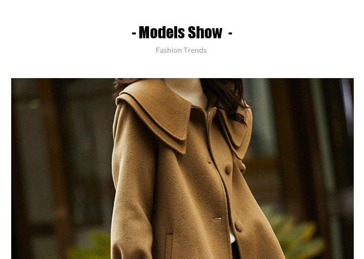 Layered Collar Plain Button Coat Product Image