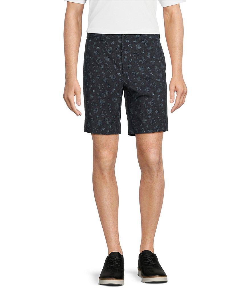 Roundtree & Yorke Performance Stretch Fabric Classic Fit Flat Front 9#double; Golf Printed Shorts Product Image