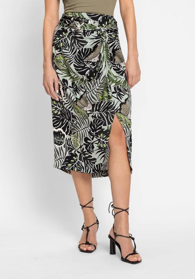 Olsen Womens Satin Effect Midi Skirt with Leaf Print Product Image