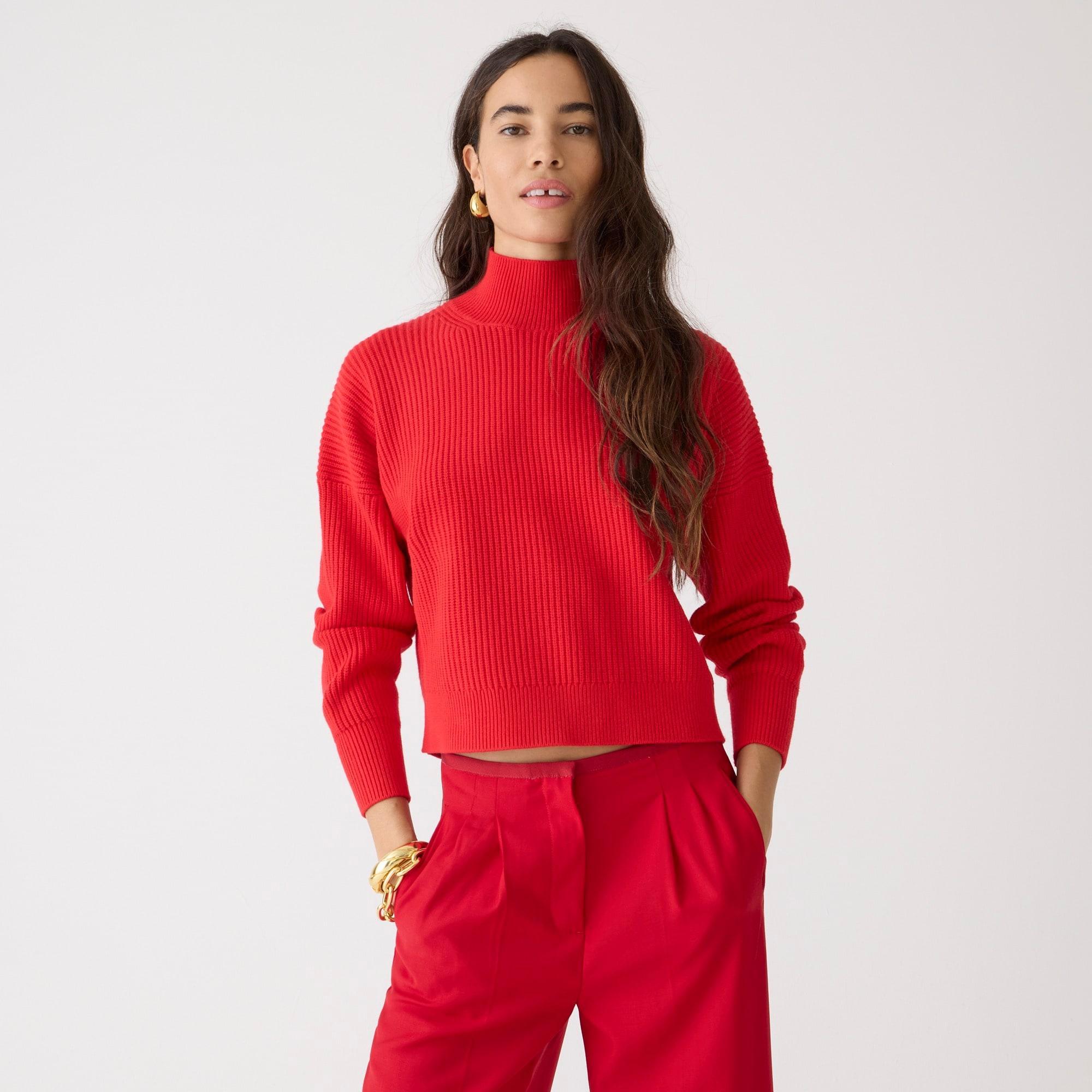 Ribbed turtleneck sweater in stretch yarn Product Image