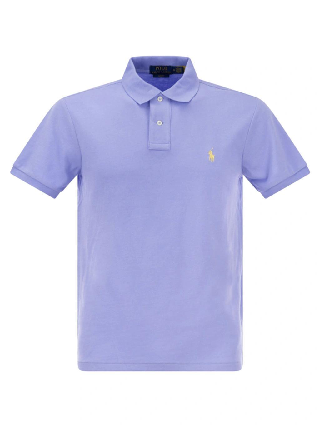 Custom Slim Fit Mesh Polo Shirt In Blue Product Image