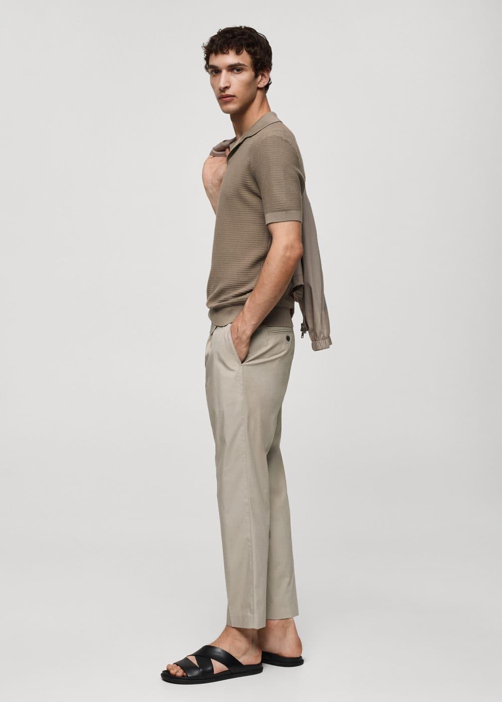 Mango Mens Lyocell Pleated Trousers - Light Product Image