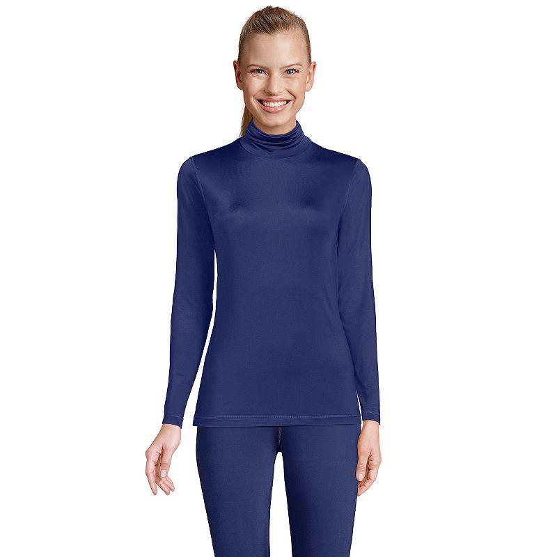 Womens Lands End Thermaskin Heat Turtleneck Undershirt Deep Blue Product Image