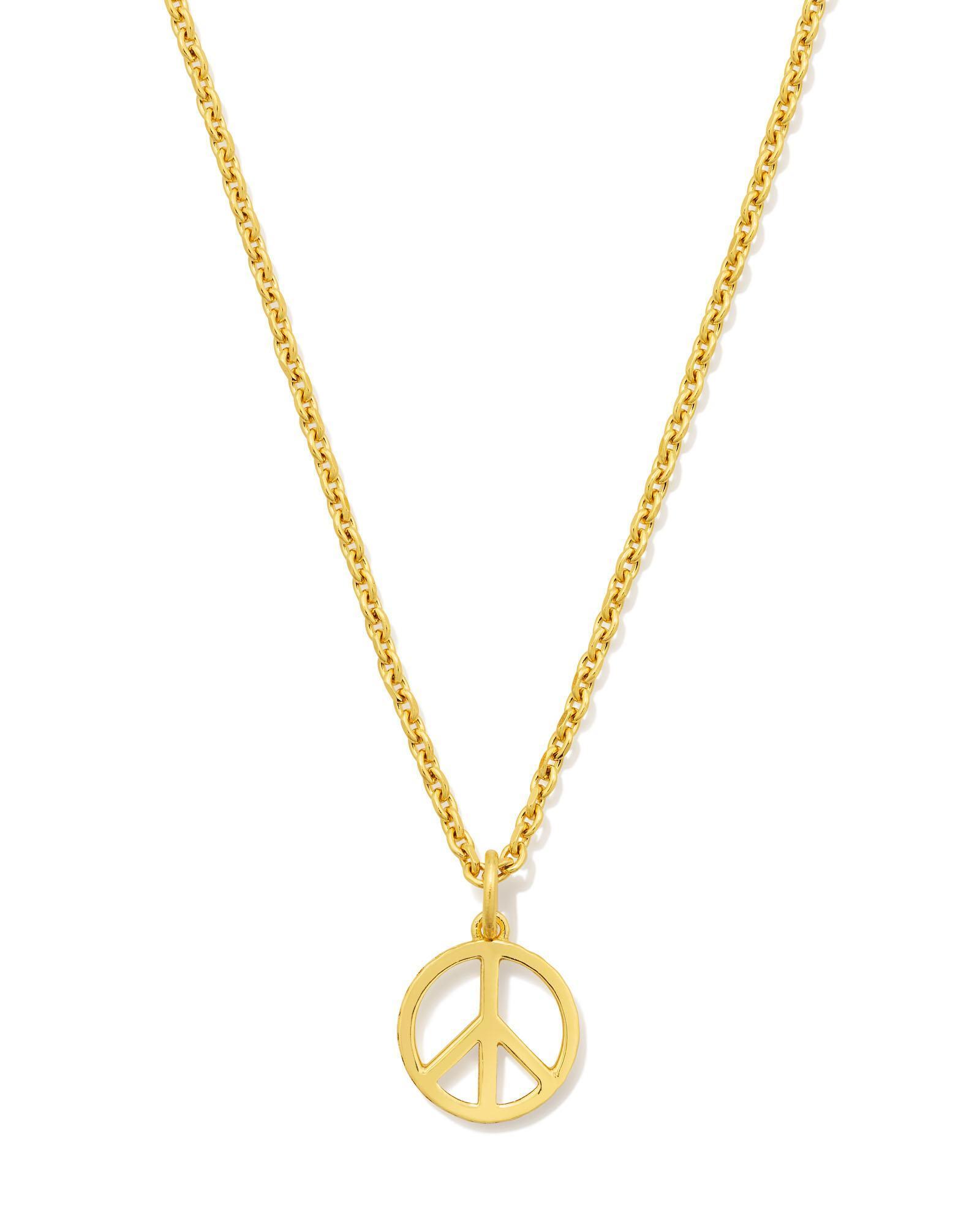 Mini Peace Sign Pendant Necklace in 18k Gold Vermeil Product Image