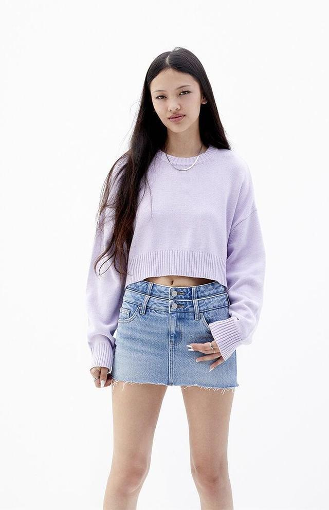 Women's Low Rise Double Waistband Denim Mini Skirt - Product Image