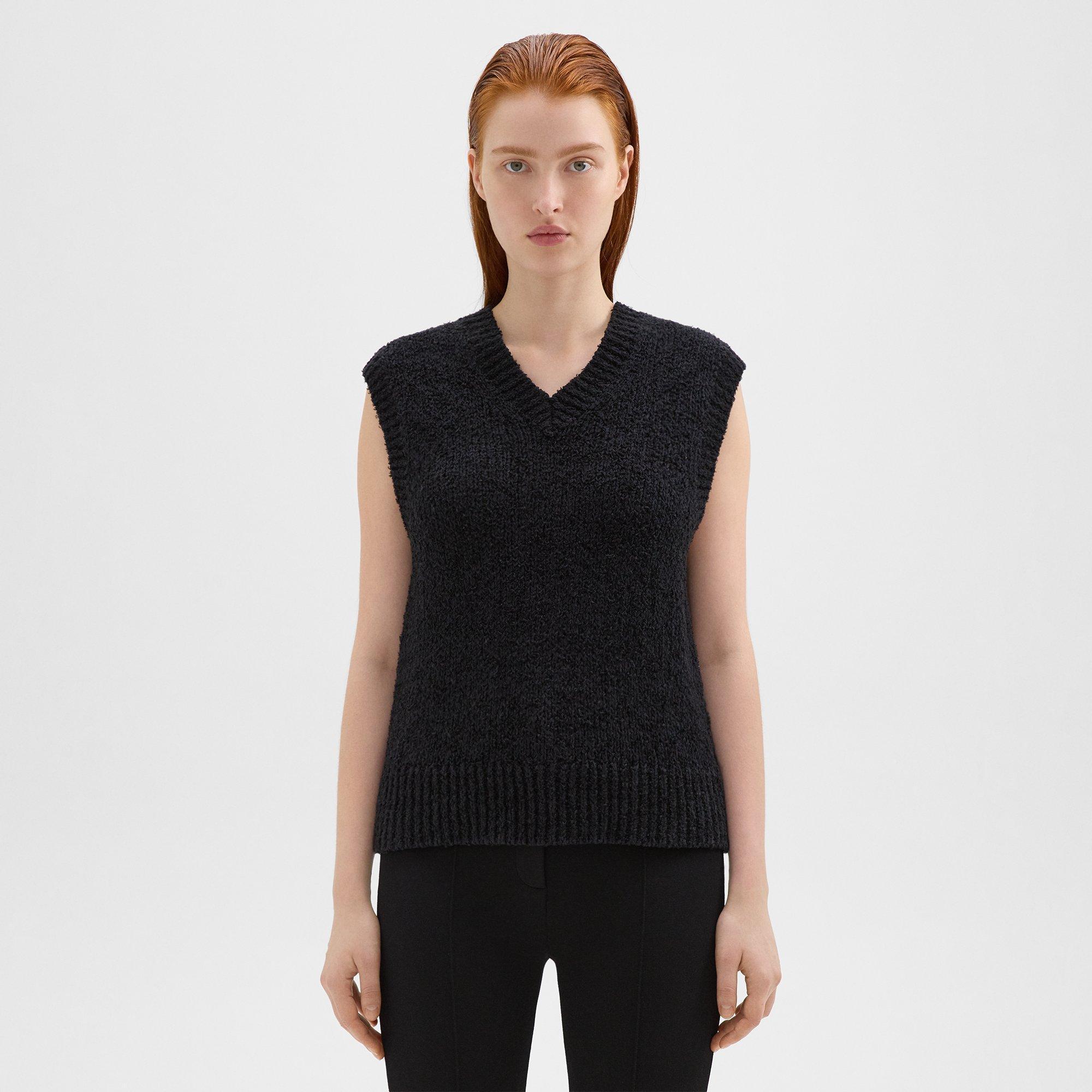 Theory Oversized Sweater Vest in Feather Cotton-Blend  female Product Image