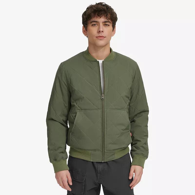 Mens Levis Stretch Quilted Bomber Jacket Green Product Image