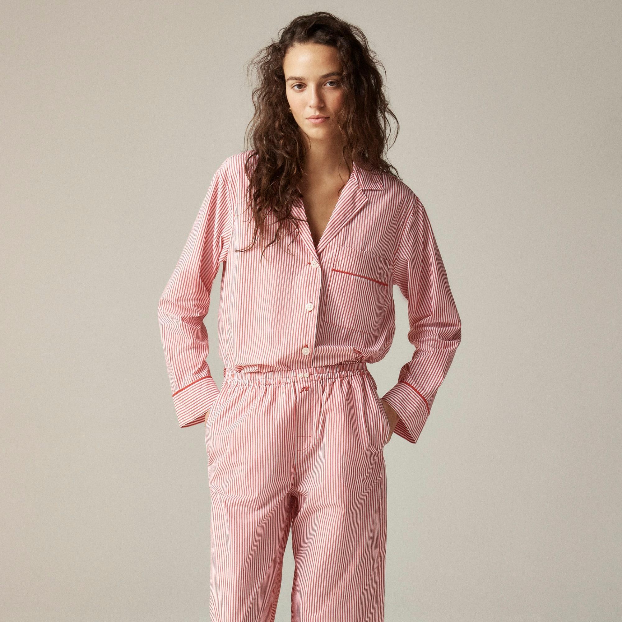 Pajama pant set in striped cotton poplin Product Image