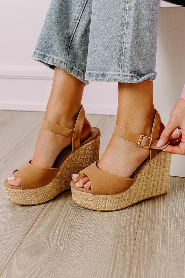 The Cailyn Faux Nubuck Wedge in Tan Product Image