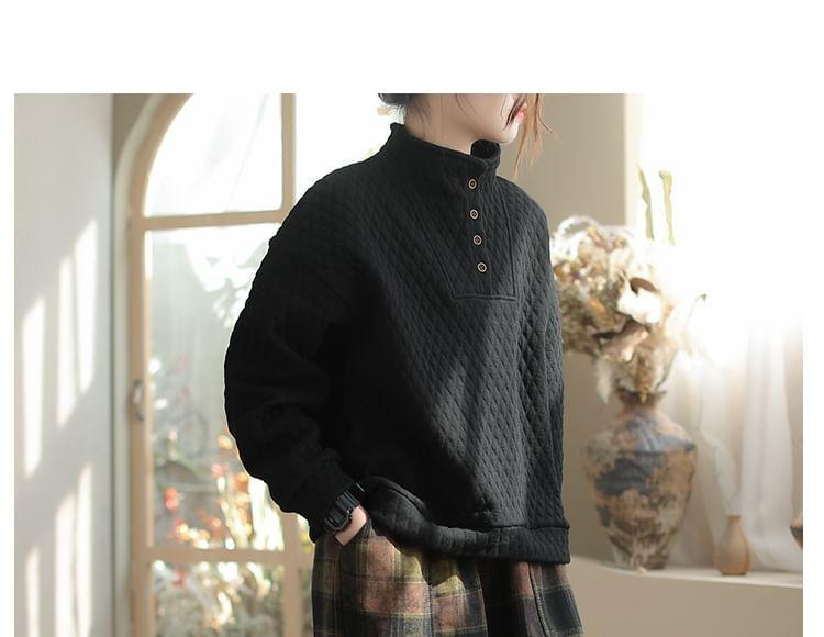 Drawstring Waist Plaid Fleece-Lined Barrel Leg Pants Product Image