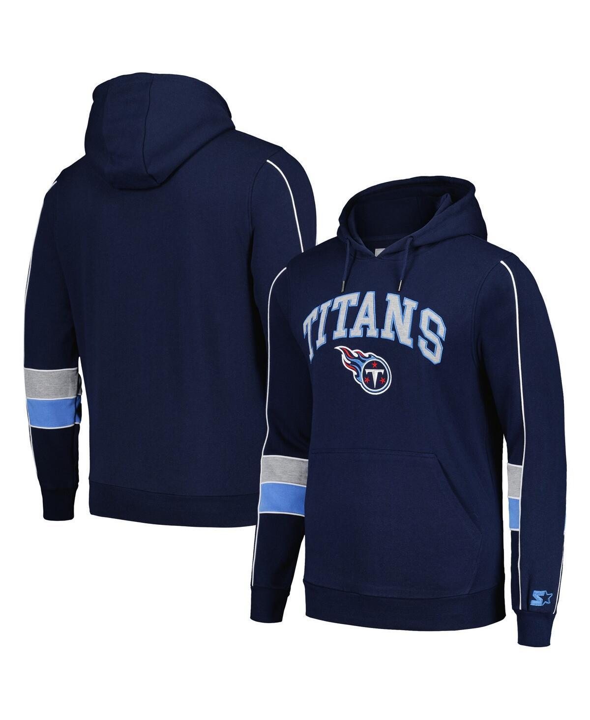 Mens Starter Navy Tennessee Titans Captain Pullover Hoodie Product Image