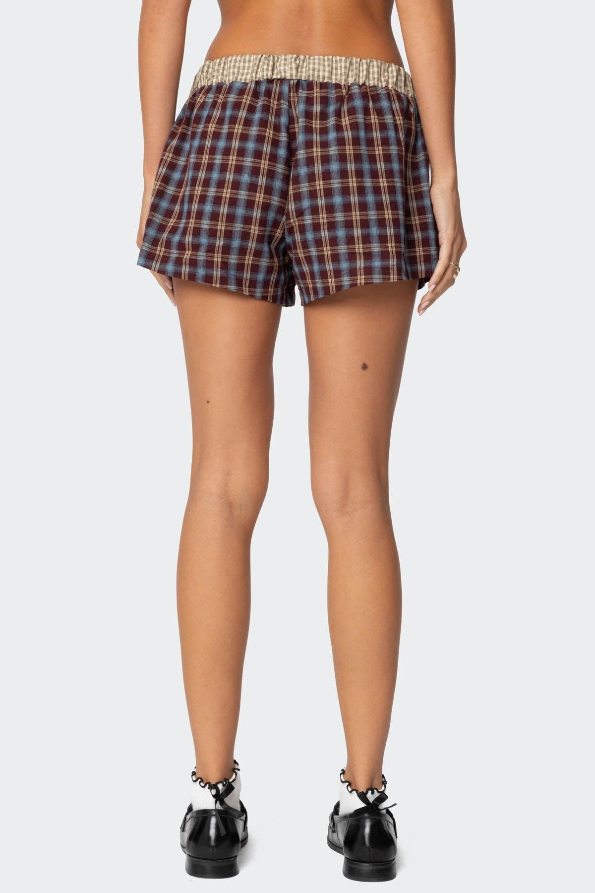 Mixed Plaid Boxer Shorts Product Image