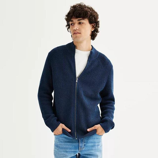 Mens Sonoma Goods For Life Heavyweight Full-Zip Sweater Blue Product Image