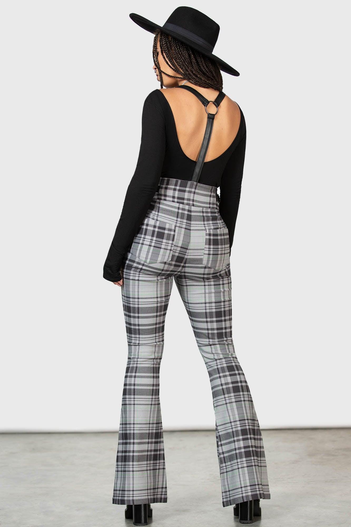 Prophet Of Doom Suspender Trousers [GREY TARTAN] Female Product Image