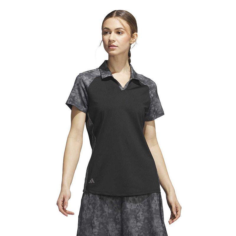 Womens adidas Printed Golf Polo Black Product Image