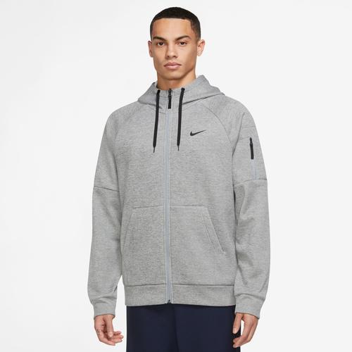 Nike Mens Nike Therma Fleece Full-Zip Hoodie - Mens Black/Particle Grey/Dark Grey Heather Product Image