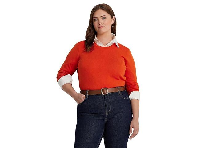 LAUREN Ralph Lauren Plus-Size Cotton-Blend Sweater (Harvest Orange) Women's Sweater Product Image