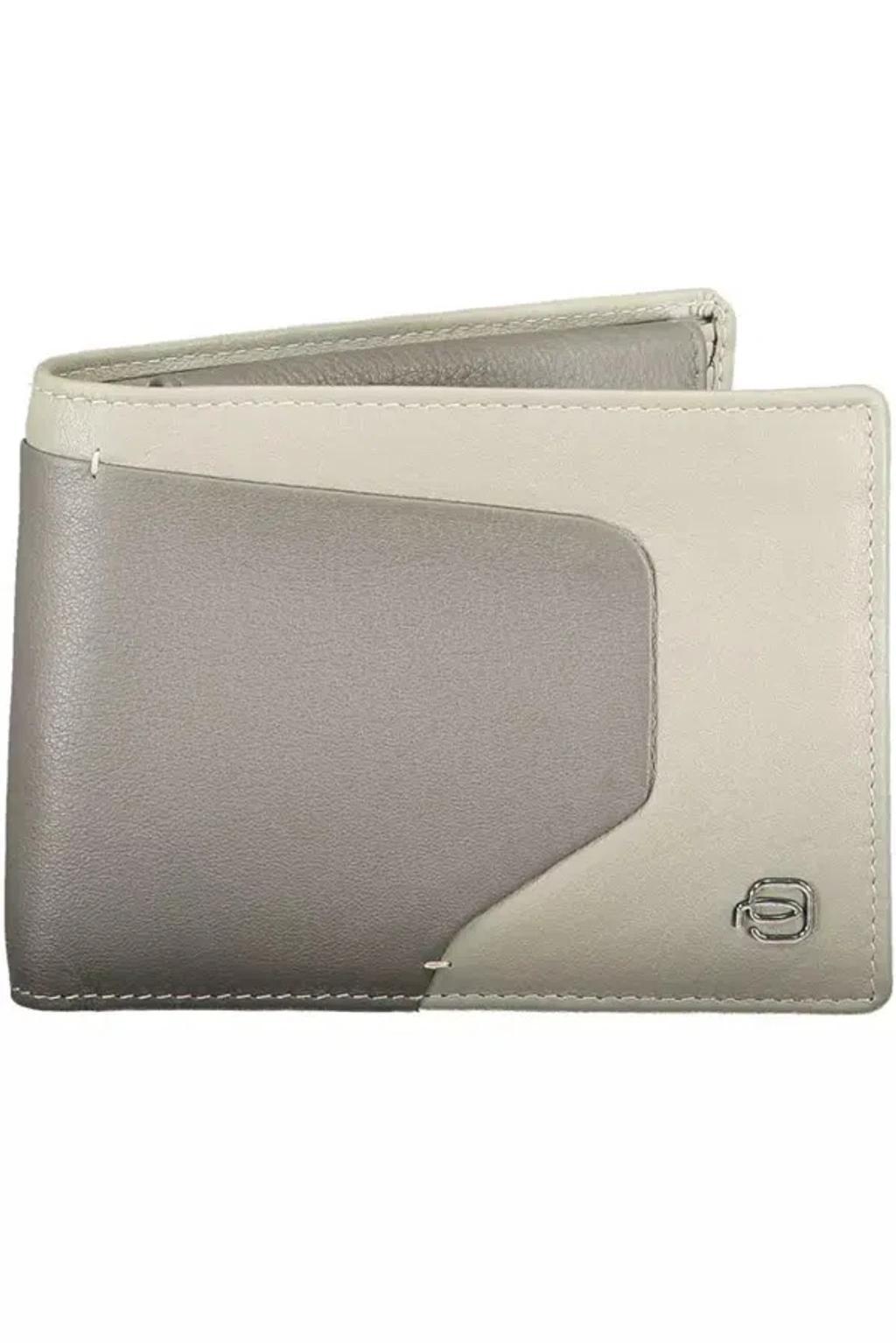 PIQUADRO Sleek Bi-fold Leather Wallet With Rfid Men's Block In Grey Product Image