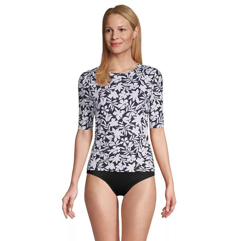 Womens Lands End UPF 50 Elbow-Sleeve Rash Guard Swim Tee Product Image