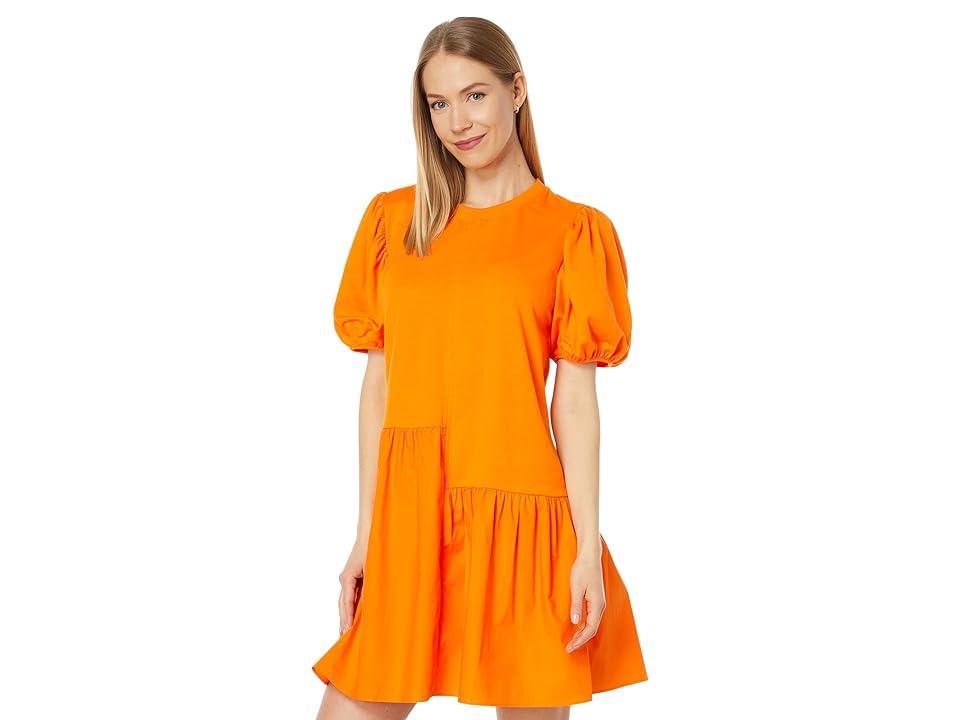 English Factory Knit Woven Mixed Dress (Orange) Women's Dress Product Image