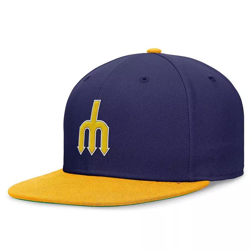 Mens Nike Royal/Gold Seattle Mariners Rewind Cooperstown True Performance Fitted Hat Product Image